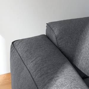 Ecksofa HUDSON 1,5-Sitzer mit Longchair Webstoff Saia: Steingrau - Longchair davorstehend links