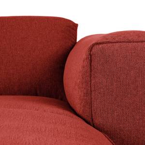 Ecksofa HUDSON mit Chaiselongue Webstoff Saia: Karminrot - Longchair davorstehend rechts