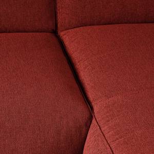 Ecksofa HUDSON mit Chaiselongue Webstoff Saia: Karminrot - Longchair davorstehend rechts