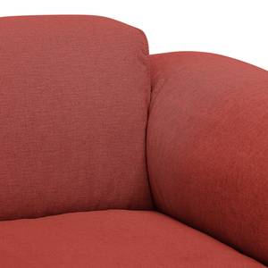 Ecksofa HUDSON mit Chaiselongue Webstoff Saia: Karminrot - Longchair davorstehend rechts