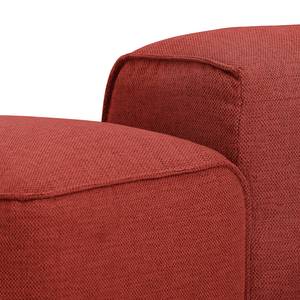 Ecksofa HUDSON mit Chaiselongue Webstoff Saia: Karminrot - Longchair davorstehend rechts