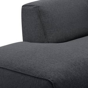 Ecksofa HUDSON 3-Sitzer mit Recamiere Webstoff Saia: Steingrau - Longchair davorstehend links