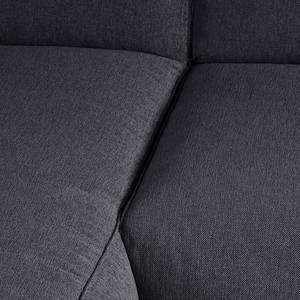 Ecksofa HUDSON 3-Sitzer mit Recamiere Webstoff Saia: Steingrau - Longchair davorstehend links