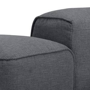 Ecksofa HUDSON 3-Sitzer mit Recamiere Webstoff Saia: Steingrau - Longchair davorstehend links