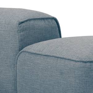 Canapé d’angle HUDSON arrondi Tissu Saia: Bleu jean - Angle à gauche (vu de face)