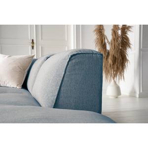 Wohnlandschaft HUDSON Webstoff Saia: Denim - Longchair davorstehend links / Ottomane rechts