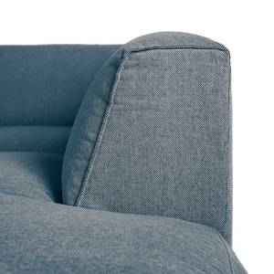 Wohnlandschaft HUDSON Webstoff Saia: Denim - Longchair davorstehend links / Ottomane rechts