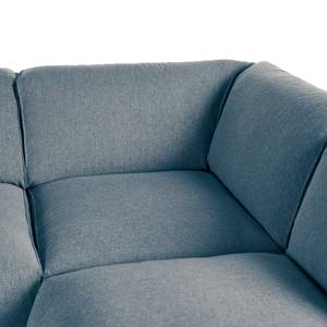 Wohnlandschaft HUDSON Webstoff Saia: Denim - Longchair davorstehend links / Ottomane rechts