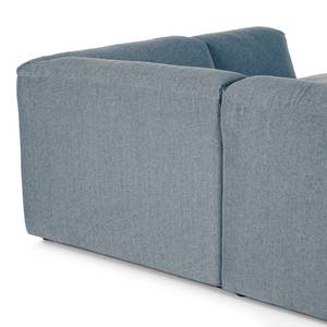 Wohnlandschaft HUDSON Webstoff Saia: Denim - Longchair davorstehend links / Ottomane rechts