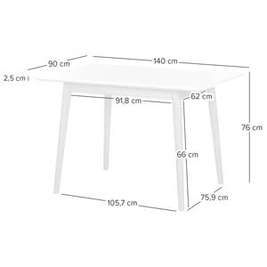 Salle à manger LINDHOLM - 3 éléments Blanc / Chêne - Largeur : 120 cm