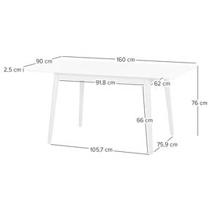 Salle à manger LINDHOLM - 3 éléments Blanc / Chêne - Largeur : 160 cm