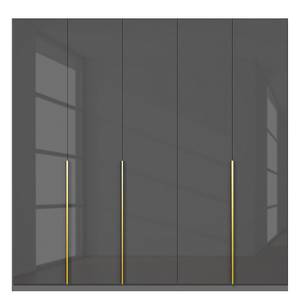 Draaideurkast KiYDOO Glam glas glas - metallic grijs - Breedte: 225 cm - Comfort - Goud