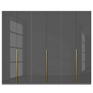 Drehtürenschrank KiYDOO Glam Glas Glas - Graumetallic - Breite: 270 cm - Comfort - Gold