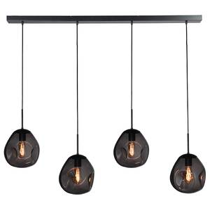 Hanglamp Lava VII gepoedercoat staal / glas - 4-flammig - Zwart/grijs