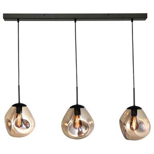 Hanglamp Lava I gepoedercoat staal / glas - 3-flammig - Zwart/goudkleurig