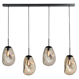 Hanglamp Lava VI gepoedercoat staal / glas - 4-flammig - Zwart/goudkleurig