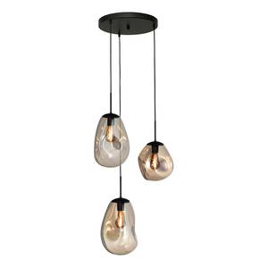 Hanglamp Lava VIII gepoedercoat staal / glas - 3-flammig - Zwart/goudkleurig