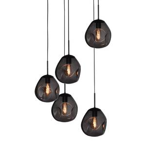 Suspension Lava Rund Acier thermopoudré / Verre - 5 ampoules - Noir / Gris