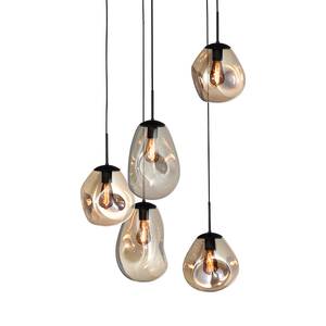 Hanglamp Lava Mix II gepoedercoat staal / glas - 5-flammig - Zwart/goudkleurig