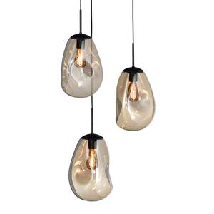 Hanglamp Lava X gepoedercoat staal / glas - 3-flammig - Zwart/goudkleurig