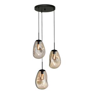 Hanglamp Lava X gepoedercoat staal / glas - 3-flammig - Zwart/goudkleurig