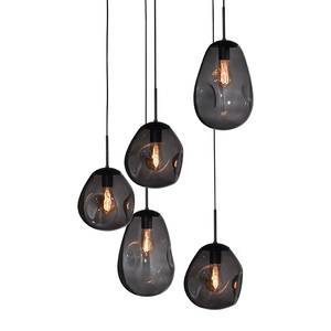 Hanglamp Lava Mix II gepoedercoat staal / glas - 5-flammig - Zwart/grijs