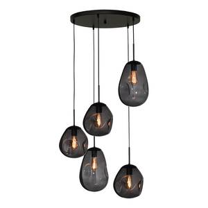 Hanglamp Lava Mix II gepoedercoat staal / glas - 5-flammig - Zwart/grijs