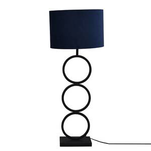 Lampe Capri Acier / Velours - 1 ampoule - Bleu / Noir - Hauteur : 92 cm