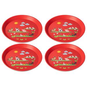 Bord CONNECT PLATE FARM (4-delig) polypropeen - rood/meerdere kleuren