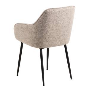 Chaises à accoudoirs Noela - Lot de 2 Bouclé / Fer - Beige / Noir