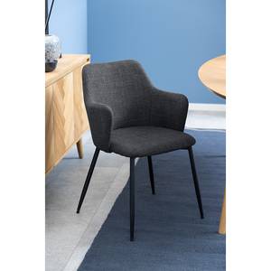 Chaises à accoudoirs Roosti - Lot de 2 Tissu structuré Badia: Anthracite