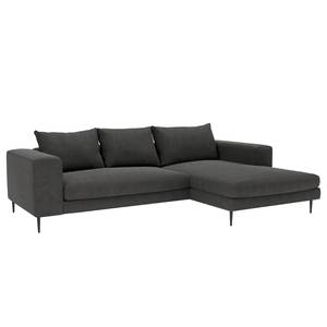 Hoekbank STREAKY BAY met chaise longue S Geweven stof Caya: Antracietkleurig - Longchair vooraanzicht rechts