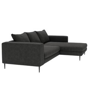 Hoekbank STREAKY BAY met chaise longue S Geweven stof Caya: Antracietkleurig - Longchair vooraanzicht rechts