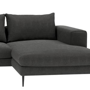 Hoekbank STREAKY BAY met chaise longue S Geweven stof Caya: Antracietkleurig - Longchair vooraanzicht rechts