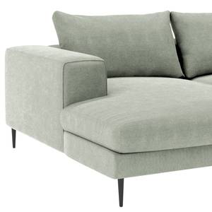 Hoekbank STREAKY BAY met chaise longue S Geweven stof Caya: Mintgrijs - Longchair vooraanzicht links