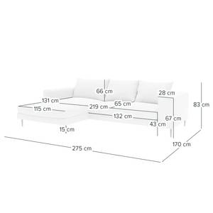 Ecksofa STREAKY BAY mit Longchair Small Webstoff Caya: Mintgrau - Longchair davorstehend links