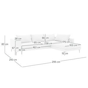 Ecksofa STREAKY BAY mit Ottomane Webstoff Caya: Mintgrau - Ottomane davorstehend rechts