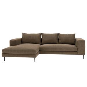 Hoekbank STREAKY BAY met chaise longue S Geweven stof Caya: Bruin - Longchair vooraanzicht links