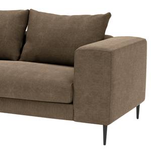 Hoekbank STREAKY BAY met chaise longue S Geweven stof Caya: Bruin - Longchair vooraanzicht links