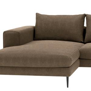 Hoekbank STREAKY BAY met chaise longue S Geweven stof Caya: Bruin - Longchair vooraanzicht links