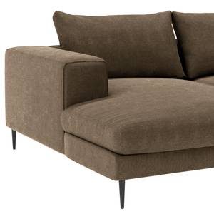 Hoekbank STREAKY BAY met chaise longue S Geweven stof Caya: Bruin - Longchair vooraanzicht links