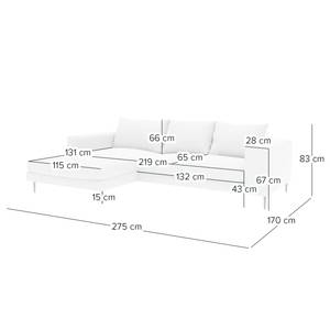 Hoekbank STREAKY BAY met chaise longue S Geweven stof Caya: Bruin - Longchair vooraanzicht links