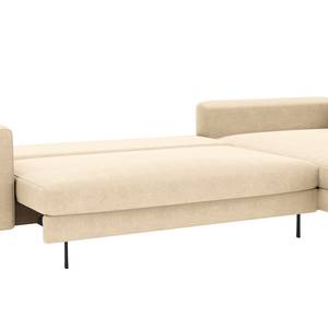 Ecksofa STREAKY BAY mit Longchair Webstoff Caya: Beige - Longchair davorstehend rechts - Mit Schlaffunktion - Ohne Hocker