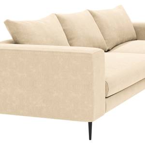 Ecksofa STREAKY BAY mit Longchair Webstoff Caya: Beige - Longchair davorstehend rechts - Mit Schlaffunktion - Ohne Hocker