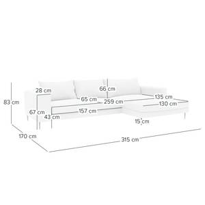 Ecksofa STREAKY BAY mit Longchair Webstoff Caya: Beige - Longchair davorstehend rechts - Mit Schlaffunktion - Ohne Hocker