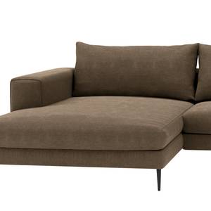 Ecksofa STREAKY BAY mit Longchair Webstoff Caya: Braun - Longchair davorstehend links - Mit Schlaffunktion - Ohne Hocker