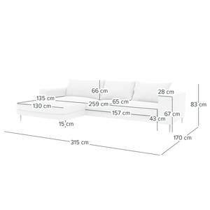 Ecksofa STREAKY BAY mit Longchair Webstoff Caya: Braun - Longchair davorstehend links - Mit Schlaffunktion - Ohne Hocker