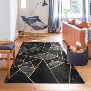 Tappeto Triangoli neri con bordo oro Vinile / Poliestere - 120 x 180 cm