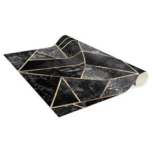 Tappeto Triangoli neri con bordo oro Vinile / Poliestere - 120 x 180 cm