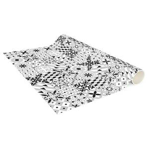 Tapis en vinyle carrelage géométrique Vinyle / Polyester - Noir / Blanc - 140 x 210 cm